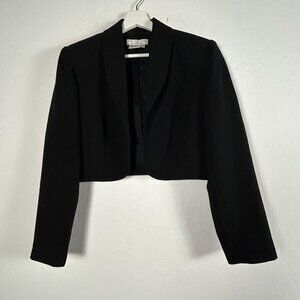 Andrea Polizzi For Rex Lester Womens Black Crop Blazer Jacket Medium Shaw Collar
